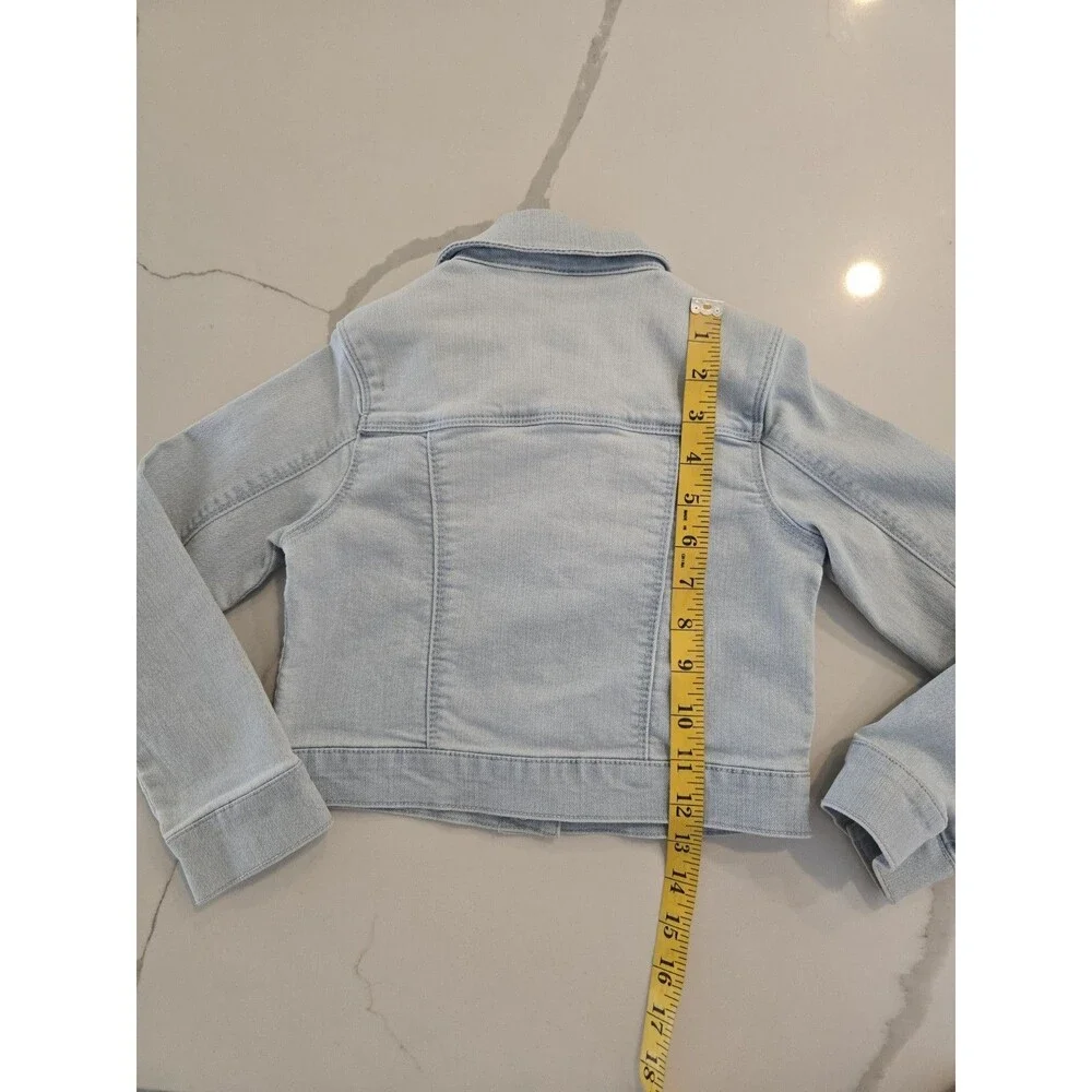 ​Jumping Beans Size 5 Denim Trucker Jacket Kids Girls Light Wash Mermaid Patch